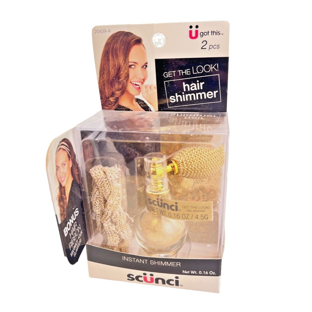 NIB Scunci Hair Shimmer Mist Spray GOLD Sparkling Accent Glitter Glimmer Ribbon